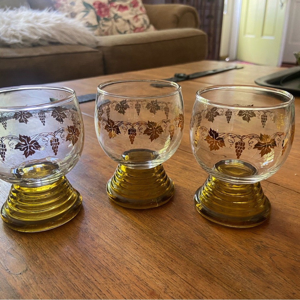 3 Vintage Schott Zwiesel Amber Wine Glasses